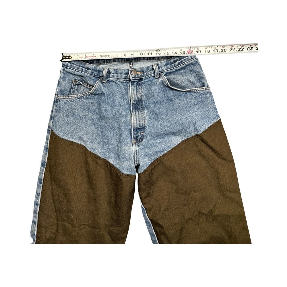 Wrangler Jeans Mens 32x30 Blue Brown Pro Gear Hunting Brush Guard Straight Leg - Picture 5 of 12